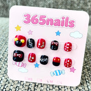 365nails: "Cartoon Magic" – 3D 미키마우스 & 리본 수제 숏 스퀘어형 네일