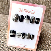 365nails: "Liquid Metal" – 3D Sculpted Handmade Short Square Nails