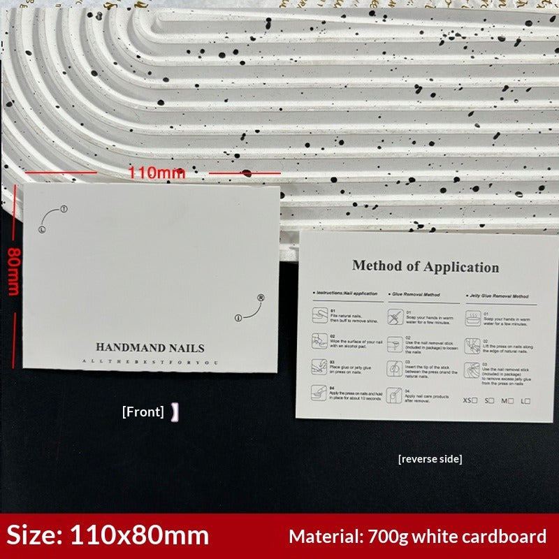Minimal White Display Cards for Handmade Press On Nails (MOQ=50)