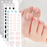 Semi-Cured Gel Nail Strips French Style Toe Nails Clean Glossy Set (MOQ=3)