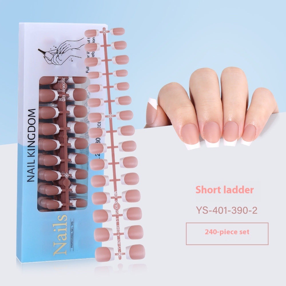 Nail Tips New  French press on nails 240 pieces boxed fake nail manicure work in progress matte full sticker French nail piece