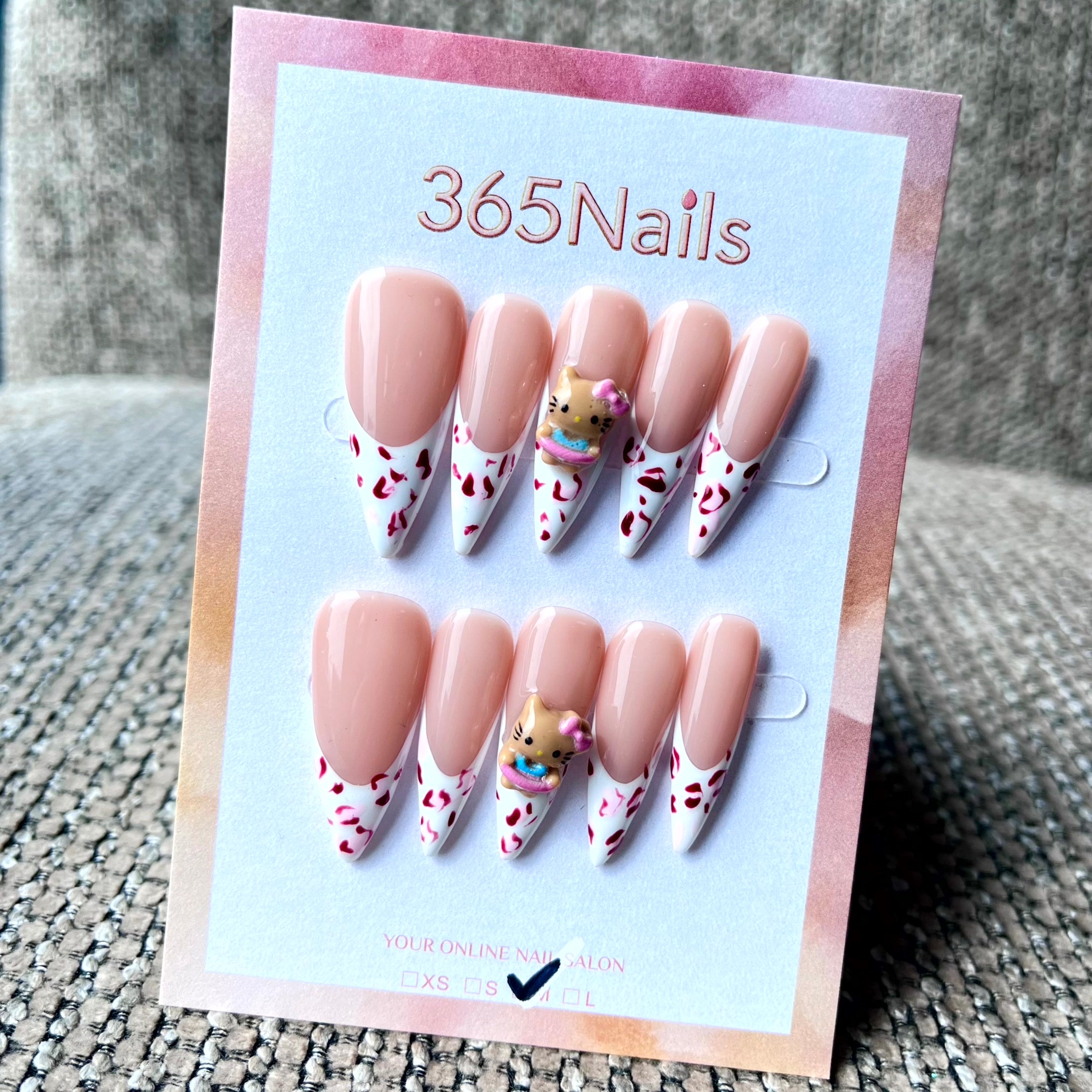 365nails: "Kitten Love Stiletto" – Handmade Long Sharp Stiletto Nails