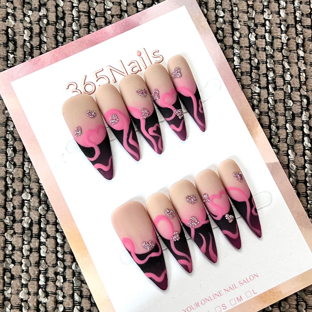 Pink Flame - Black Pink Graphic Press-On Nails