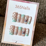 Mint Cocoa - Nude Mint Dot Square Press-On Nails