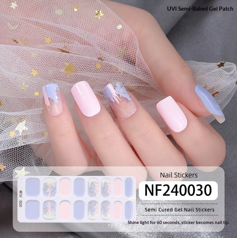 Semi-Cured Gel Nail Strips 3D Foil Gold Glossy Design (MOQ=3)
