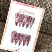 Ruby Vine - Red White Floral Press-On Nails