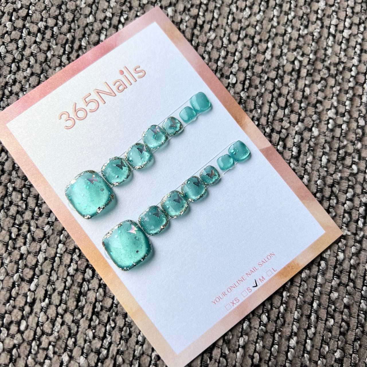 365nails: 夢幻蝴蝶翡翠 – 手工製足部穿戴甲