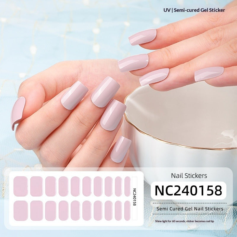 Semi-Cured Gel Nail Strips Minimal Solid Color Glossy Design (MOQ=3)