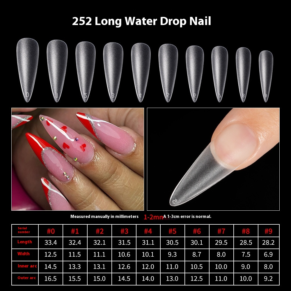 Nail Tips Frosted nail pads Free grinding Flat nail Traceless water drop Ballet press on nails pads 500 boxed nail art fake nails