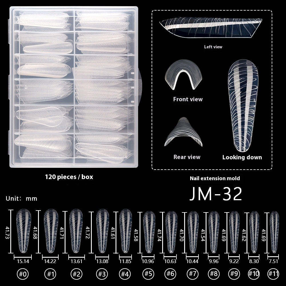 Nail Tips 120 transparent crystal nail molds, boxed with graduated crystal extension nail molds,  rapid phototherapy extension nail molds