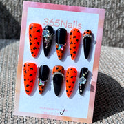 365nails: "Spooky Chic" – 3D Butterfly & Rhinestone Handmade Stiletto Nails