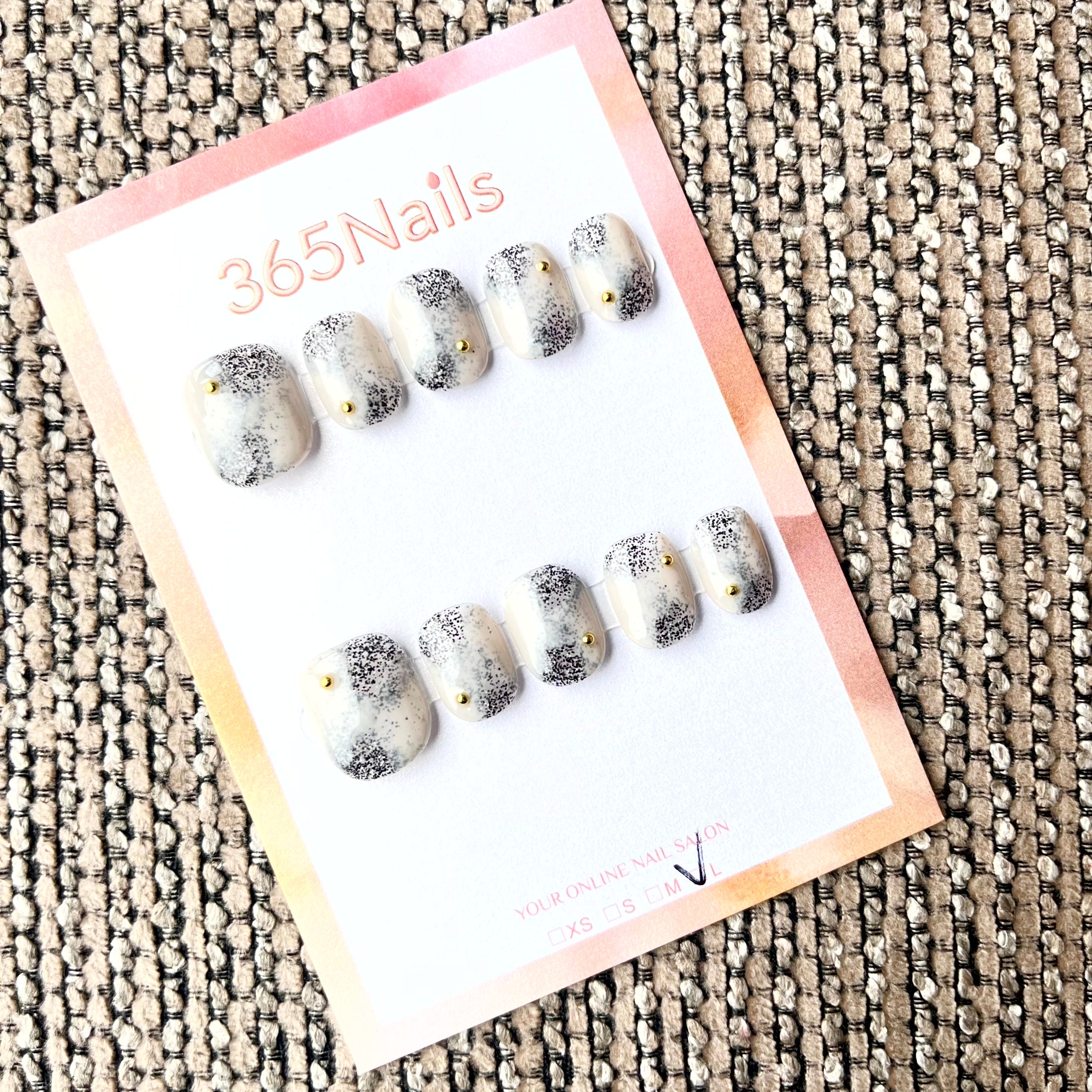 365nails: "Nebula Drift" – 핸드페인팅 마블 수제 숏 스퀘어형 네일