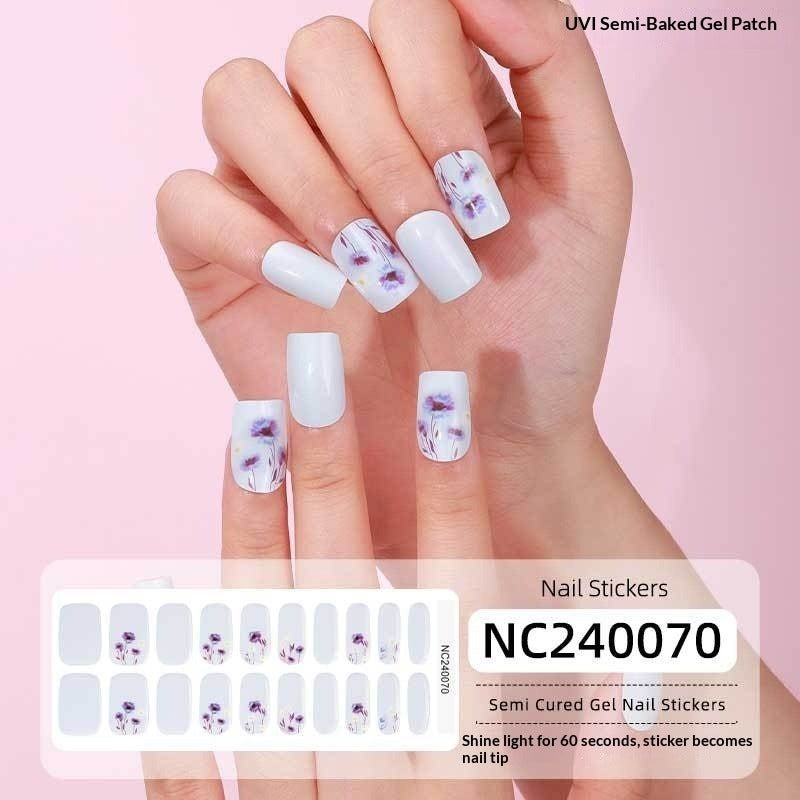 Semi-Cured Gel Nail Strips Sparkle Cat Eye Pearl Glossy Design (MOQ=3)
