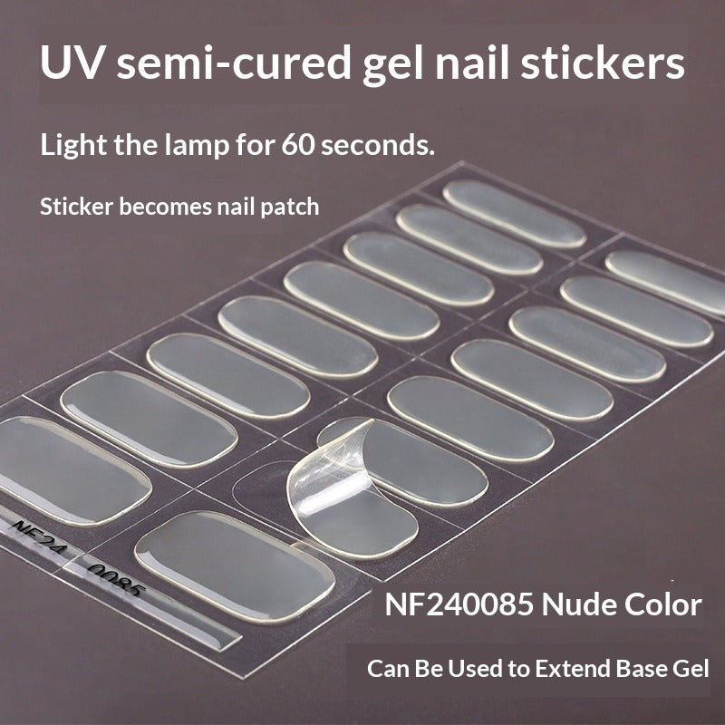 Semi-Cured Gel Nail Strips Solid Color Glossy Minimal Style (MOQ=3)