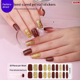 Semi-Cured Gel Nail Strips Sparkle Diagonal Cat Eye Glossy Design (MOQ=3)