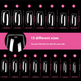 Nail Tips Full number of special nail pads for nail salons, transparent and seamless 150 pcs, boxed press on nails pads, almond trapezoidal fake nails.