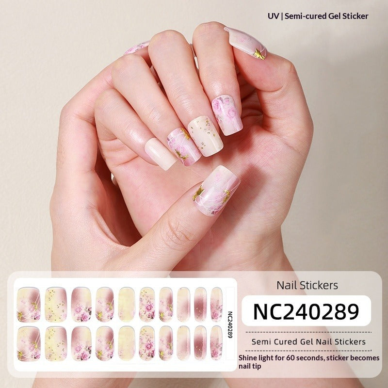 Semi-Cured Gel Nail Strips Christmas Glow Snowflake Festive Glossy Set (MOQ=3)