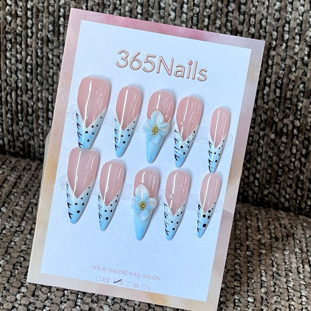 Blue Morpho Tips - Butterfly 3D Press-On Nails