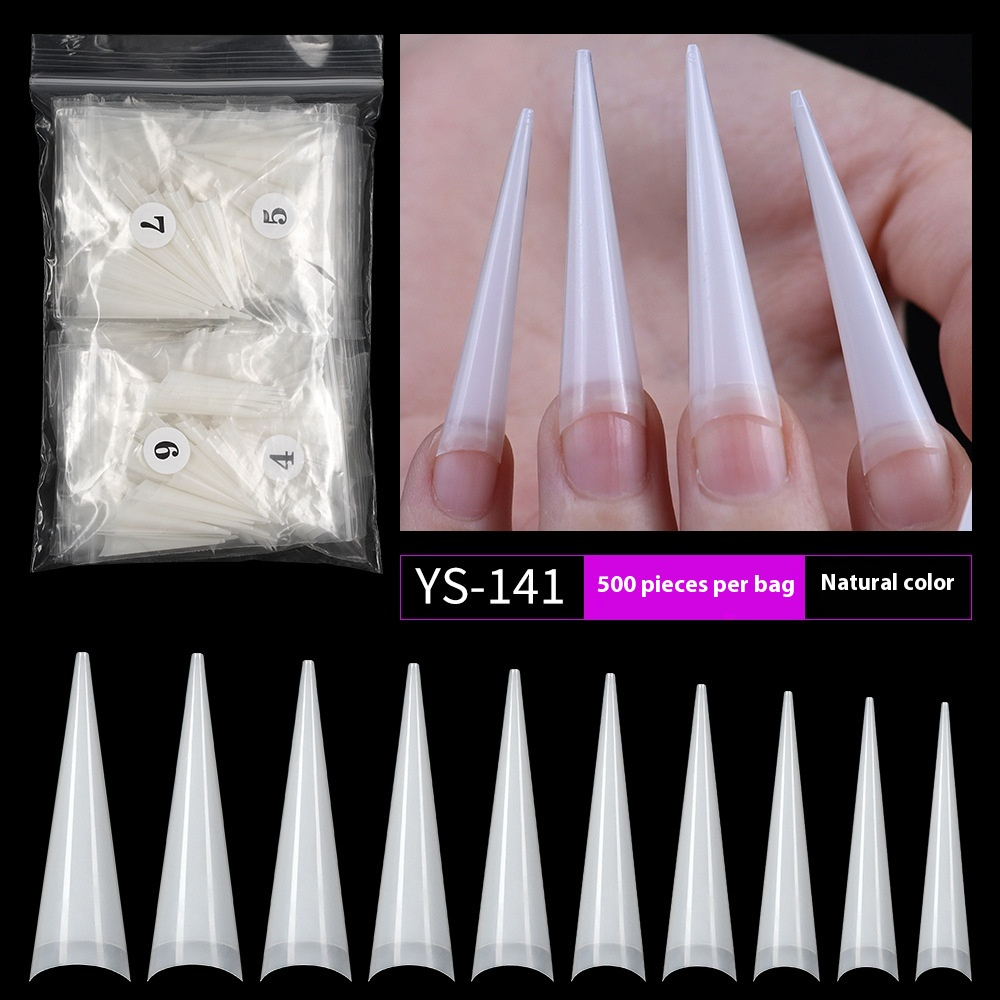 Nail Tips long-pointed semi-sticker nail piece,  triangular pointed transparent fake nail patch French pointed nail piece (MOQ=3)