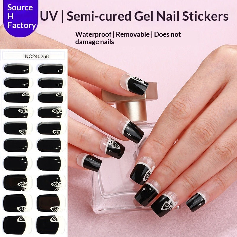 Semi-Cured Gel Nail Strips Floral Star Heart Cow-Print Mix Design (MOQ=3)