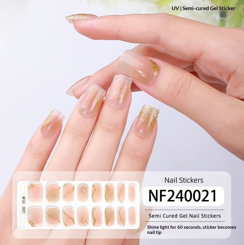Semi-Cured Gel Nail Strips French Gradient Soft Glossy Design (MOQ=3)