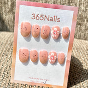 365nails: "Pink Cherry Blossom Ombré" – 3D Flower Handmade Short Almond Press-On Nails