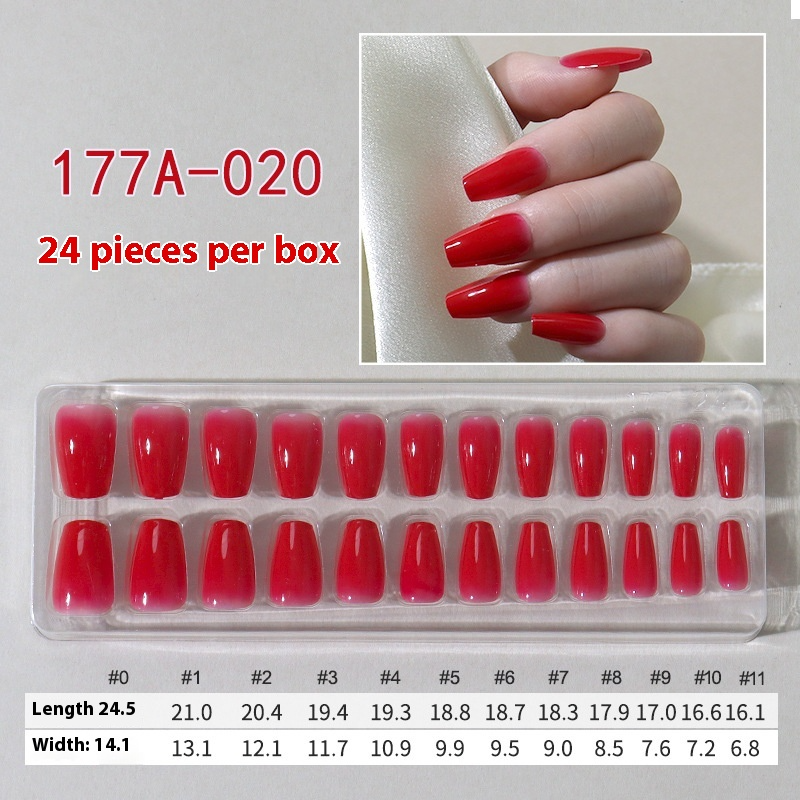 French press on nails 24 pieces Boxed detachable finished product Wearable prefabricated fake nail patch Solid color manicure