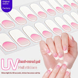 Semi-Cured Gel Nail Strips French Solid Color Clean Design (MOQ=3)