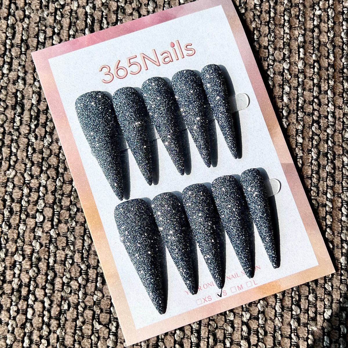 Slate Sky - Blue Silver Fine Glitter Stiletto Press-On Nails | Starry Glitter Series
