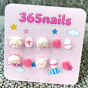 365nails: "Sweet Pink Piggy" – 3D Animal & Candy Handmade Short Square Nails