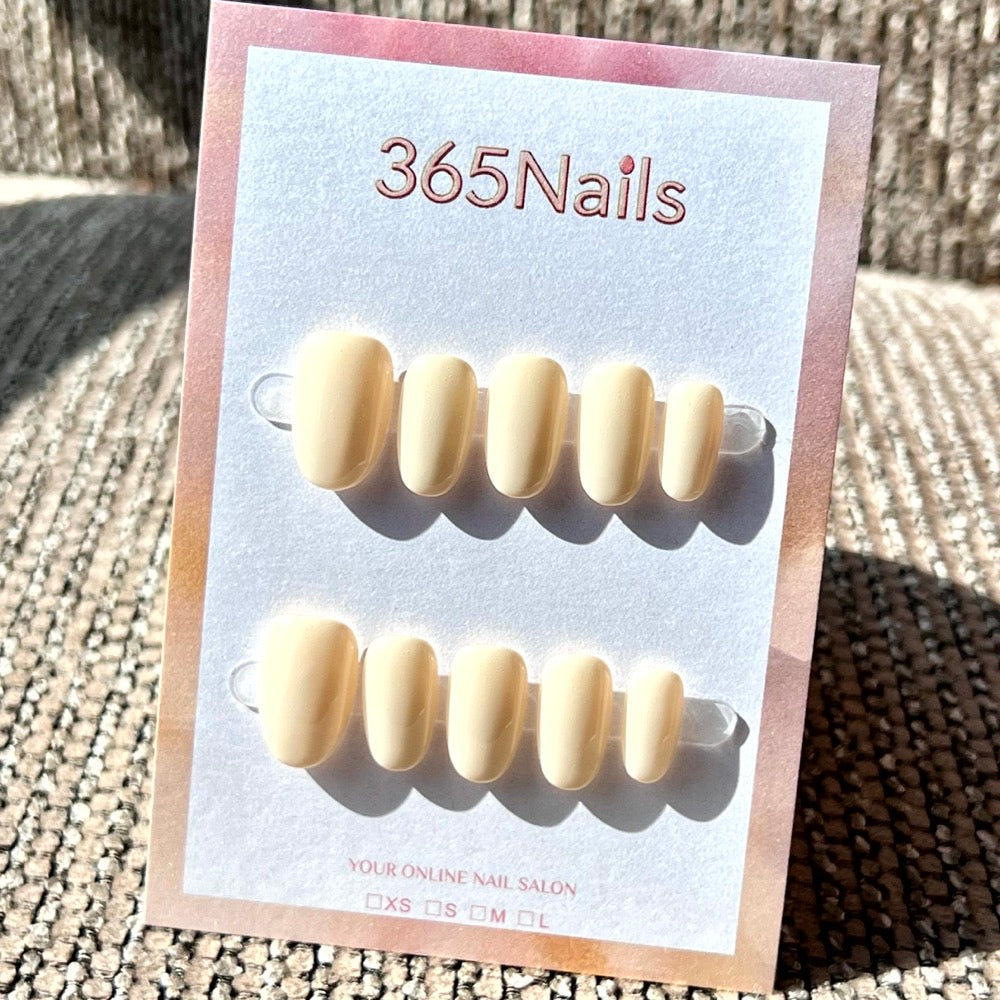 "Milky Beige" - Solid Color Handmade Nails (8 Shapes Available)