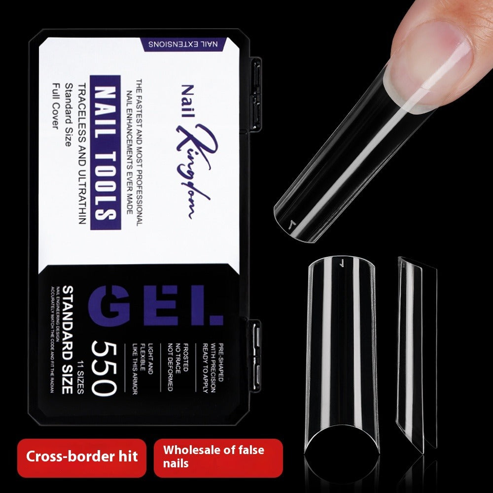 Nail Tips Nail pads, transparent 550 pieces, boxed semi-stickers, long non-marking removable extension water pipe nail fake nails