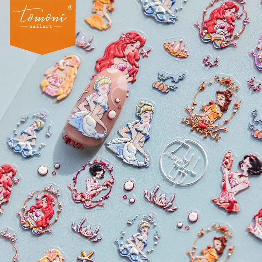 Disney Princess Nail Stickers – 5D Embossed Fairytale Set