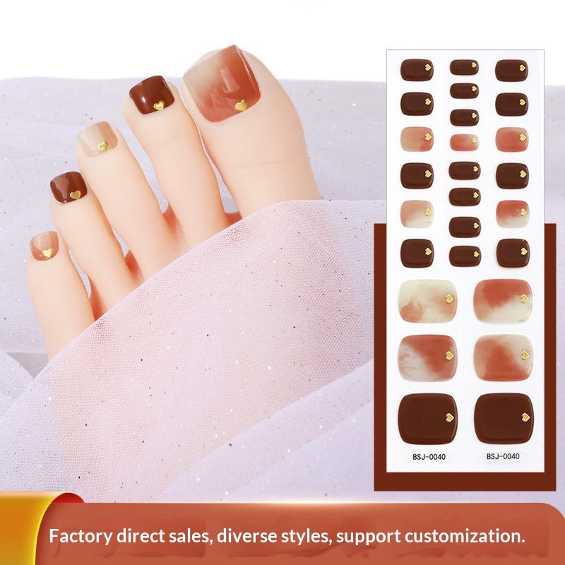 Semi-Cured Gel Nail Strips 3D Soft Glossy Toe Design (MOQ=3)