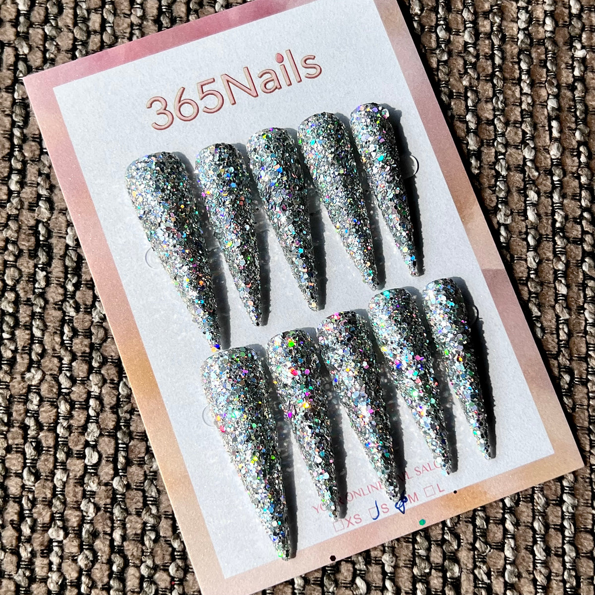 Disco Silver - Holographic Chunky Glitter Stiletto Press-On Nails | Starry Glitter Series