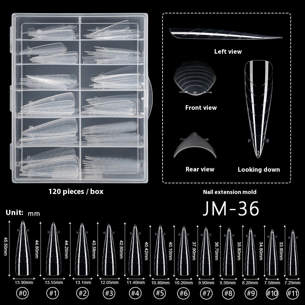 Nail Tips 120 transparent crystal nail molds, boxed with graduated crystal extension nail molds,  rapid phototherapy extension nail molds