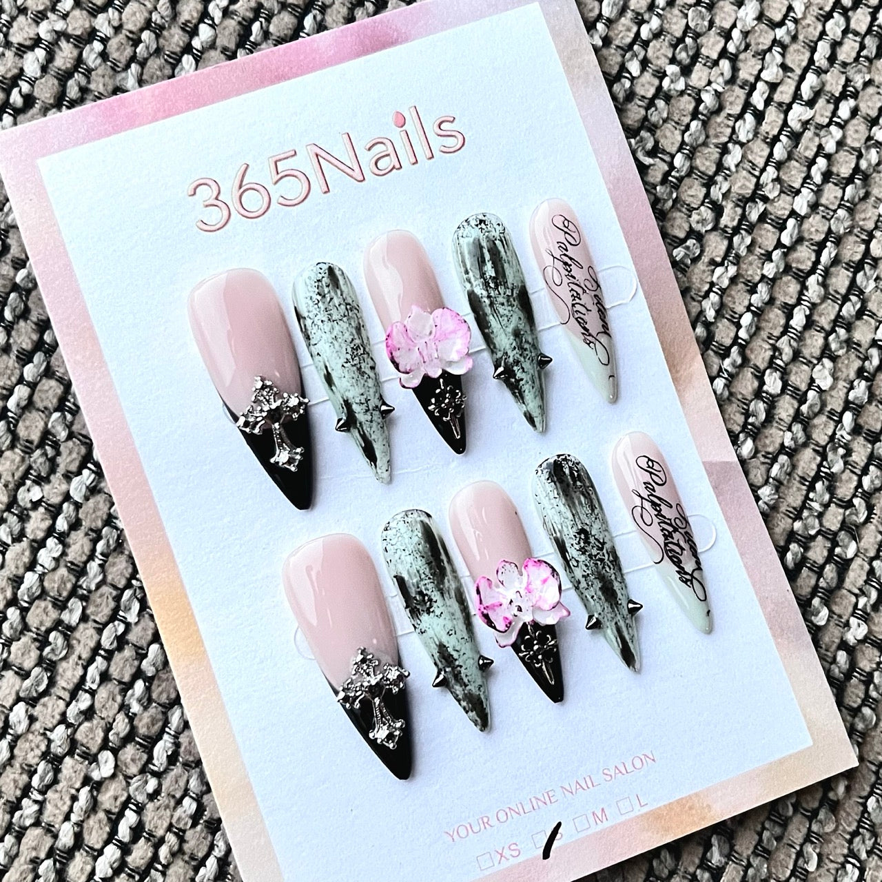 Gothic Cross & Spike 3D Charm Press-On Nails