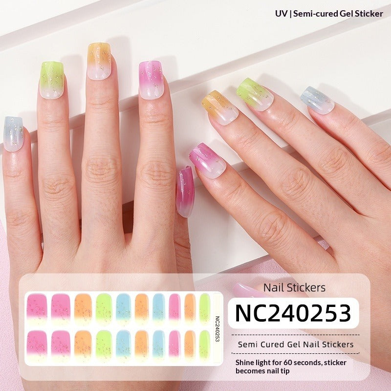 Semi-Cured Gel Nail Strips Floral Star Heart Cow-Print Mix Design (MOQ=3)