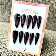 Noir Bloom: "Amethyst Shadow" – Long Stiletto Press-on Nails