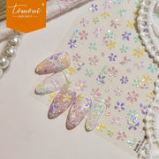 Macaron Five-Petal Flower Collection: "Pastel Flower Bloom" – 3D Embossed Nail Sticker