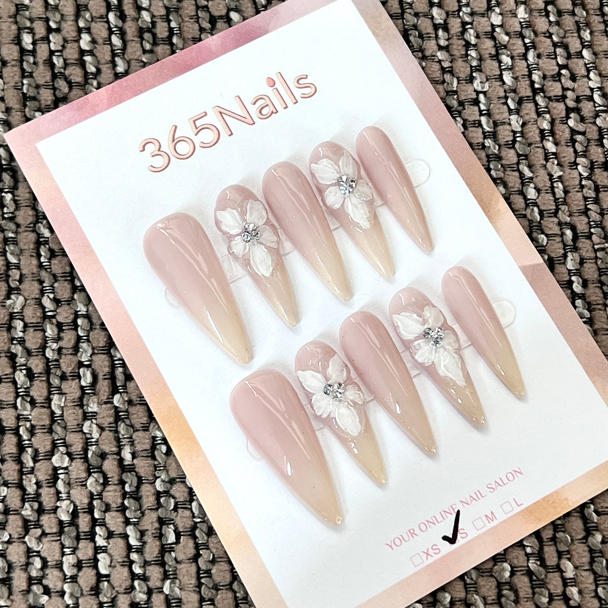 Blush Ribbon - Nude White Bow Press-On Nails