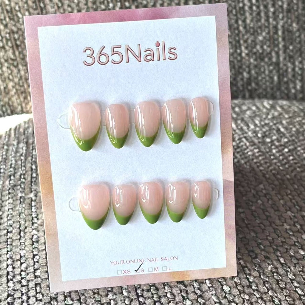 Handmade French patch manicure, multi-color and multi-reusable full coverage fake nail set