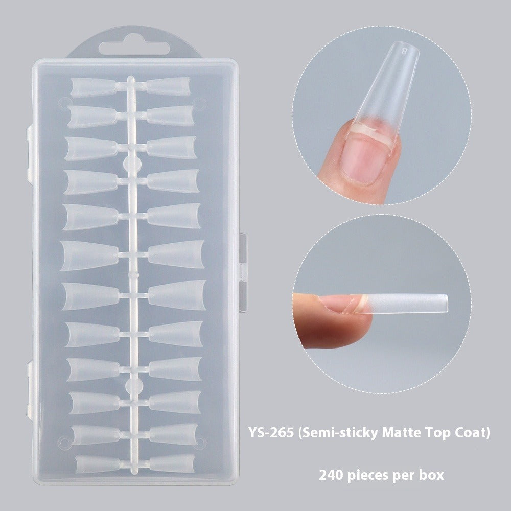Nail Tips New  matte half sticker press on nails piece 240 pieces boxed French full sand ultra-thin denim nail fake nail piece