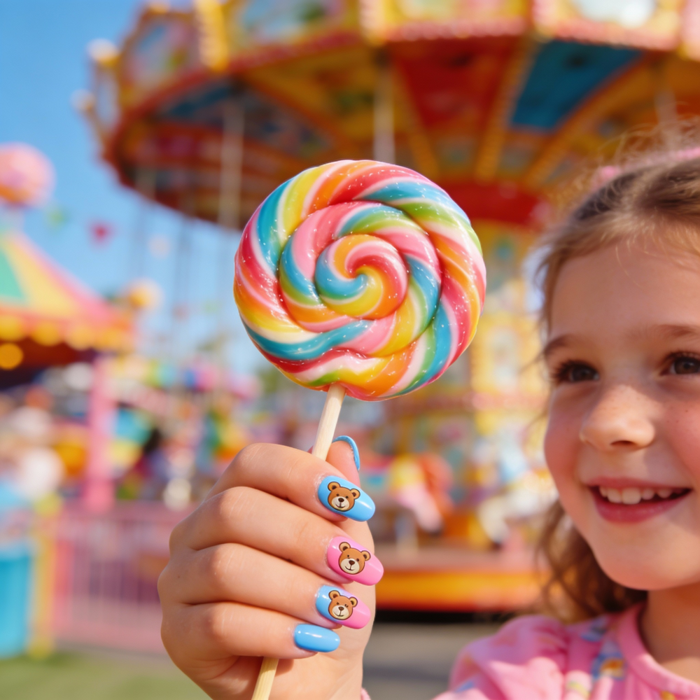 Wholesale Mixed Batch: Handmade Kids Press-on Nails - Assorted Cute Cartoon Designs (Size XS-L)