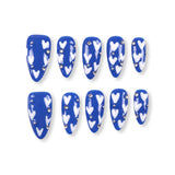 365Nails Royal Blue Full-Print Hearts with Silver Stud Accents Press-On Nails