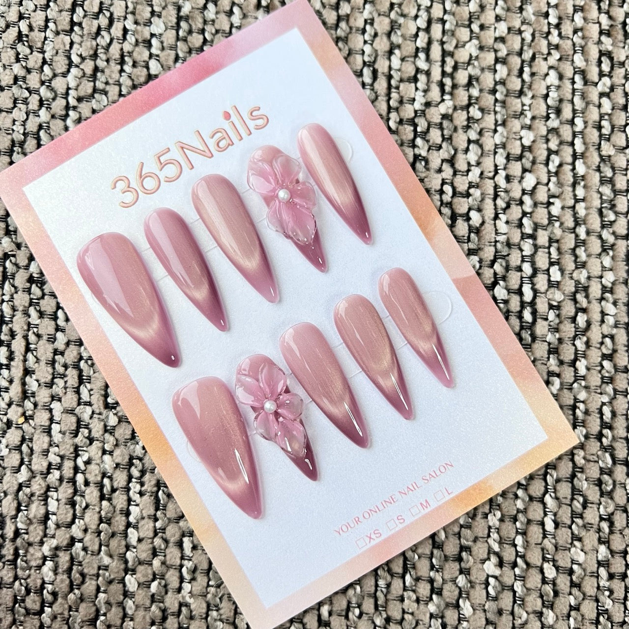 Cosmic Fatale: "Blush Pink Lily Glow" – Long Sharp Stiletto Handmade Press On Nails