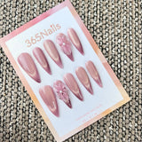 Cosmic Fatale: "Blush Pink Lily Glow" – Long Sharp Stiletto Handmade Press On Nails