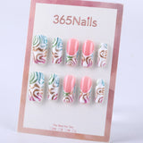 Milky white with flowing patterns × jelly powder French style Press On Nail