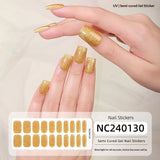 Semi-Cured Gel Nail Strips Sparkle Cat Eye Pearl Glossy Design (MOQ=3)