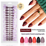 Nail Tips popular French press on nails almond nail short matte removable fake nail 128 pieces bagged nail art
